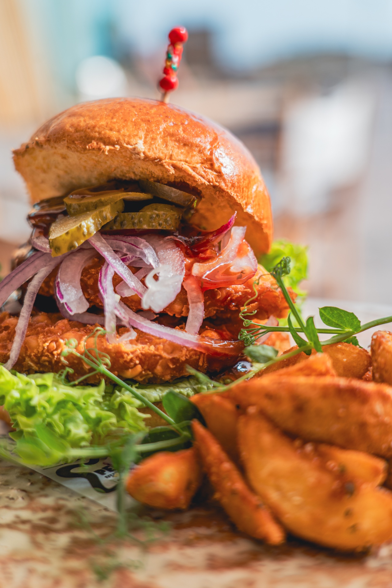 Hamburguesa y empanadas fotografiadas para restaurante en Costa Adeje